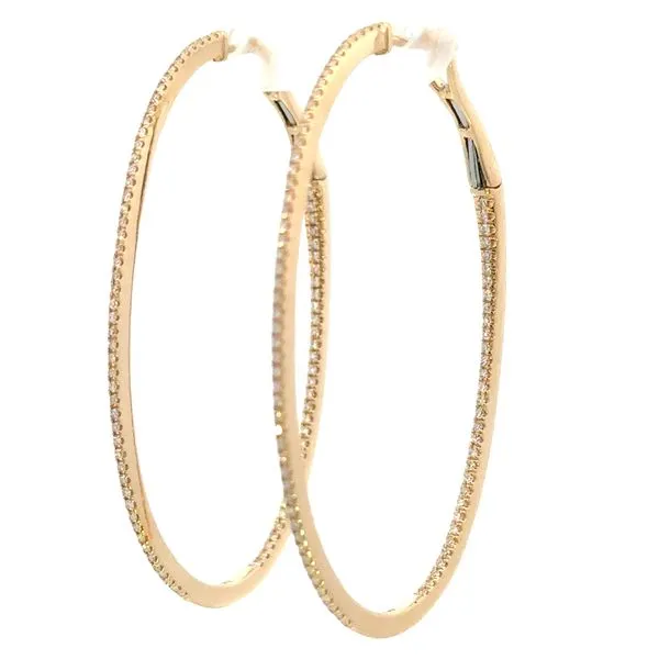 Golden Grandeur, Endless Sparkle, Diamond Oval Hoop Earrings in14ky Image 2 Bryan Jewelry Prattville, AL