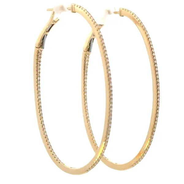 Golden Grandeur, Endless Sparkle, Diamond Oval Hoop Earrings in14ky Image 3 Bryan Jewelry Prattville, AL