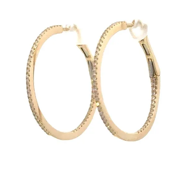 Diamond Hoop Earrings-14ky- Petite Hoops with Powerful Sparkle Image 2 Bryan Jewelry Prattville, AL
