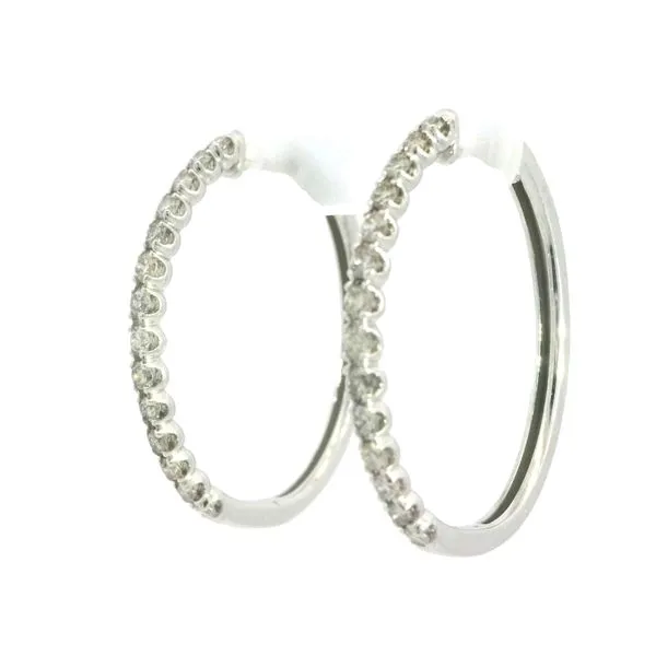 Diamond Hoop Earrings in 14kw Image 2 Bryan Jewelry Prattville, AL