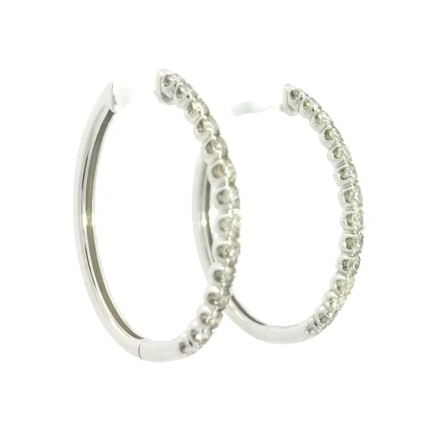Diamond Hoop Earrings in 14kw Image 3 Bryan Jewelry Prattville, AL