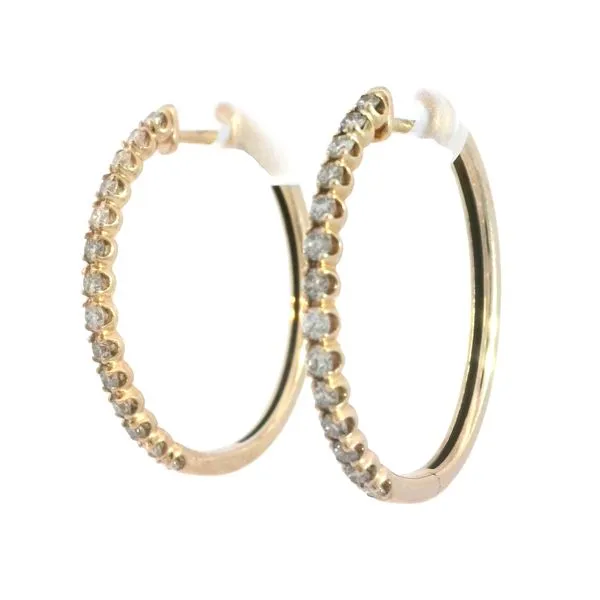 Diamond Hoop Earrings in 14ky Image 2 Bryan Jewelry Prattville, AL