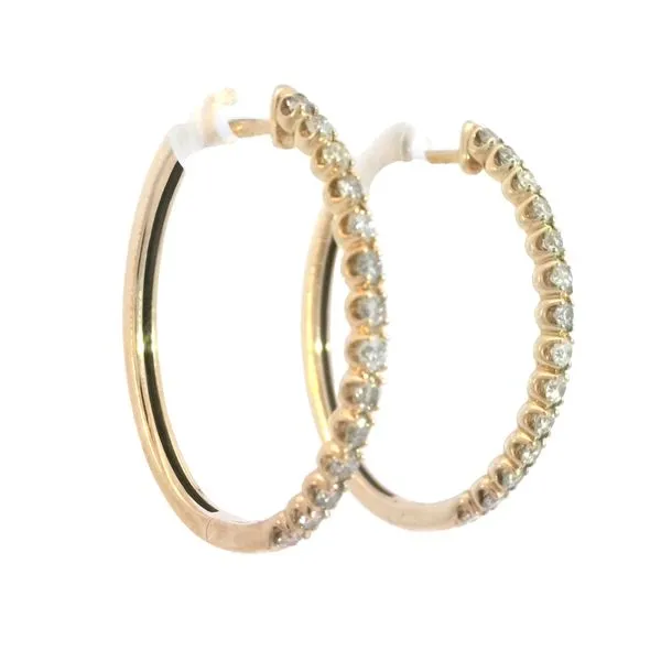 Diamond Hoop Earrings in 14ky Image 3 Bryan Jewelry Prattville, AL
