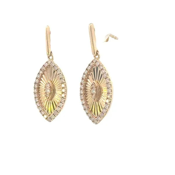 Marquise Shaped Gold Drop Earrings with 1/2ctw diamonds-14ky Image 3 Bryan Jewelry Prattville, AL