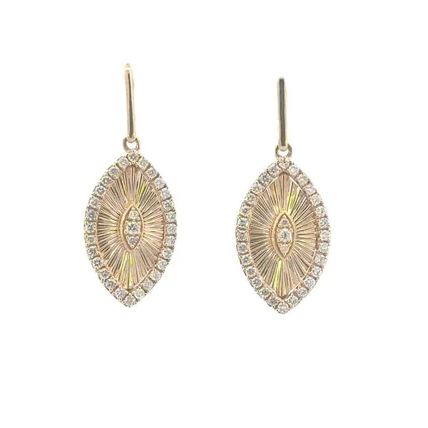 Marquise Shaped Gold Drop Earrings with 1/2ctw diamonds-14ky Bryan Jewelry Prattville, AL