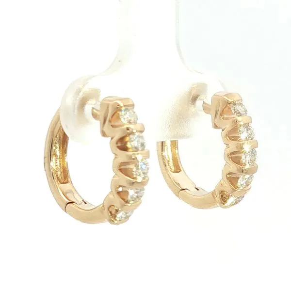 5 stone Diamond Hoop Earrings Image 2 Bryan Jewelry Prattville, AL