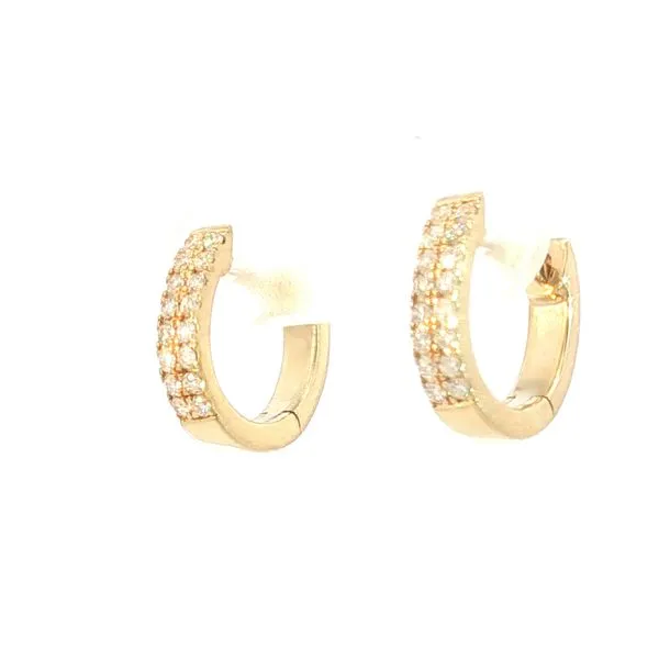 Double Row Diamond Huggie Earrings in 14k Yellow Gold – .33ctw Image 2 Bryan Jewelry Prattville, AL