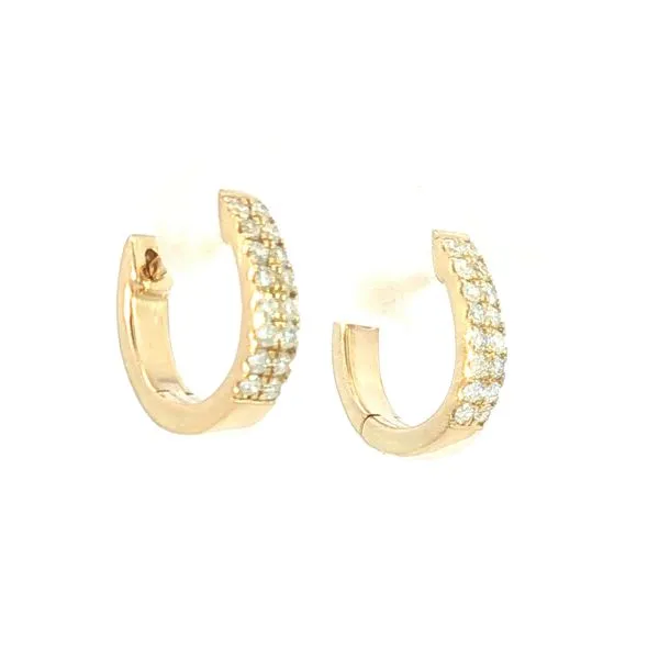 Double Row Diamond Huggie Earrings in 14k Yellow Gold – .33ctw Image 3 Bryan Jewelry Prattville, AL