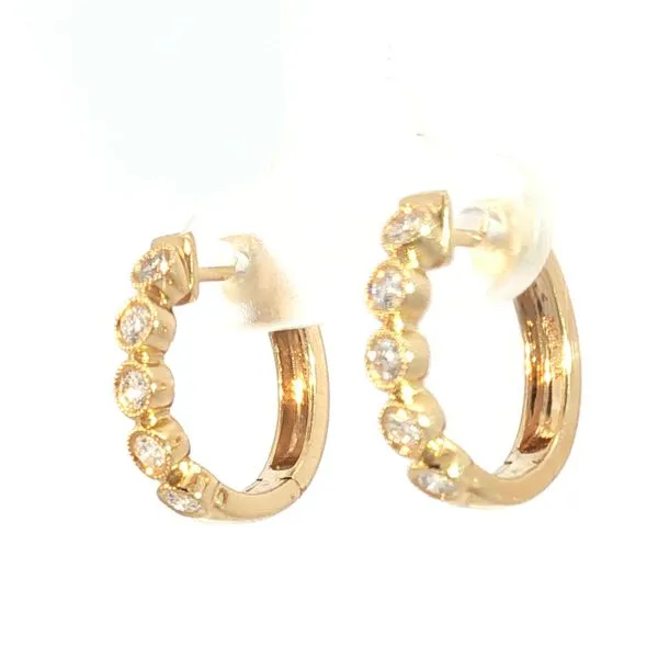 Small Diamond Hoop Earrings in 14k Yellow Gold – .40ctw Image 2 Bryan Jewelry Prattville, AL
