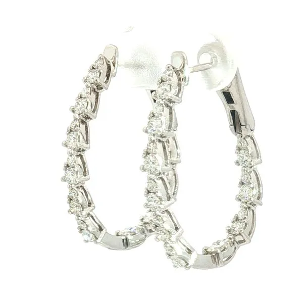 Diamond Hoop Earrings in 14k White Gold – 1.50ctw Image 2 Bryan Jewelry Prattville, AL