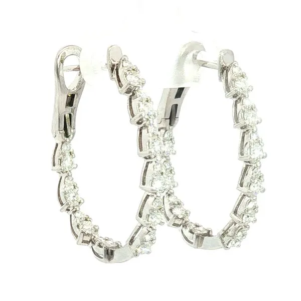 Diamond Hoop Earrings in 14k White Gold – 1.50ctw Image 3 Bryan Jewelry Prattville, AL