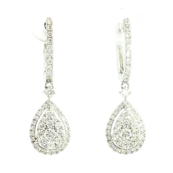 Pear-Shaped Diamond Cluster Dangle Earrings in 14k White Gold Bryan Jewelry Prattville, AL