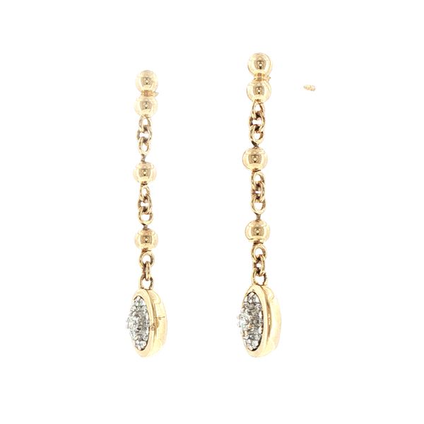 Graceful Movement: 1/4CTW Diamond Dangle Earrings with Beaded Accents in 14K Yellow Gold Image 3 Bryan Jewelry Prattville, AL