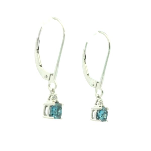Lever Back Dangle Blue Diiamond Earrings in 14kw Image 3 Bryan Jewelry Prattville, AL