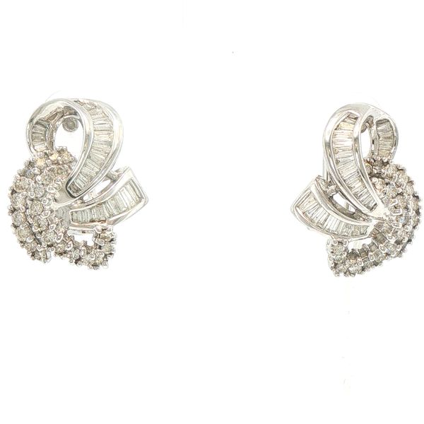 Estate Baguette & Round Diamond Earrings Bryan Jewelry Prattville, AL
