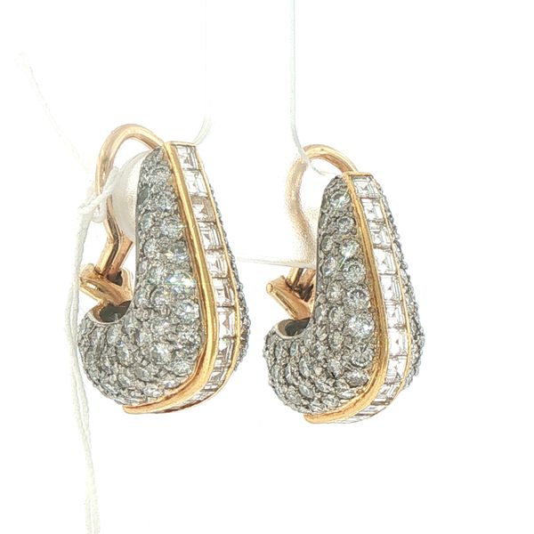 Estate Two-Tone Diamond J-Hoop Earrings Image 3 Bryan Jewelry Prattville, AL