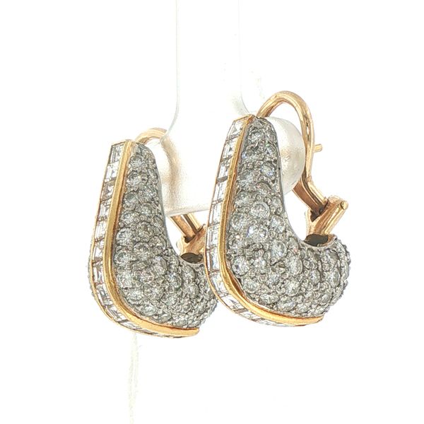 Estate Two-Tone Diamond J-Hoop Earrings Image 4 Bryan Jewelry Prattville, AL