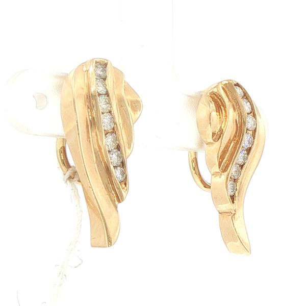 Estate 14K Yellow Gold Diamond Clip-On Earrings Image 2 Bryan Jewelry Prattville, AL