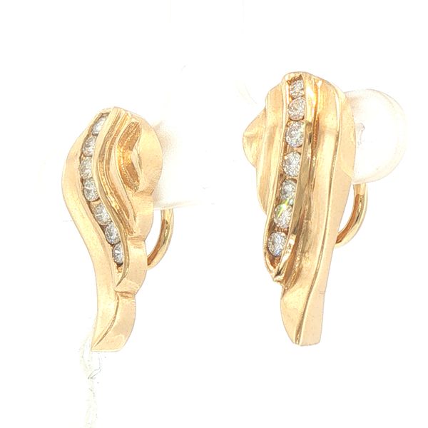 Estate 14K Yellow Gold Diamond Clip-On Earrings Image 3 Bryan Jewelry Prattville, AL