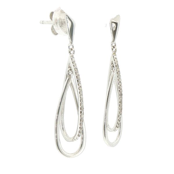 1/10ctw Natural Diamond Sterling Silver Dangle Earrings Image 2 Bryan Jewelry Prattville, AL