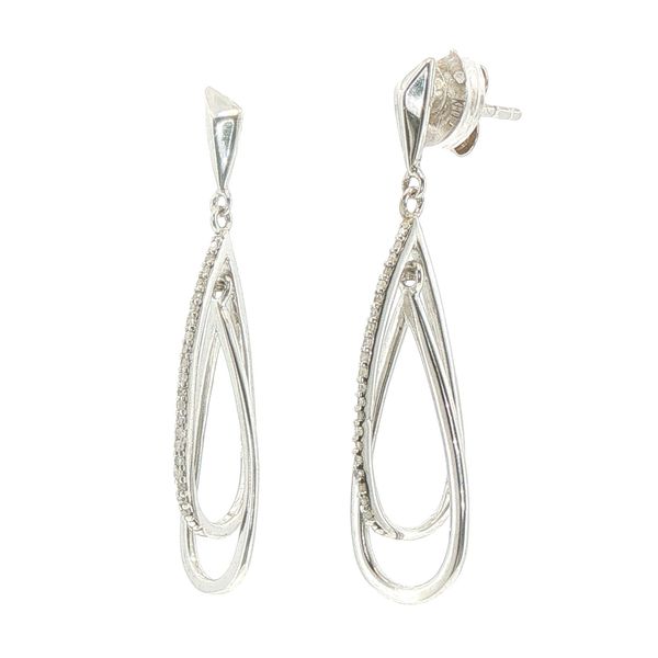 1/10ctw Natural Diamond Sterling Silver Dangle Earrings Image 3 Bryan Jewelry Prattville, AL