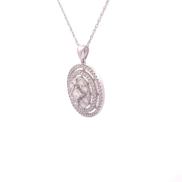 14k White Gold Double Halo Diamond Pendant – 1ctw Image 2 Bryan Jewelry Prattville, AL