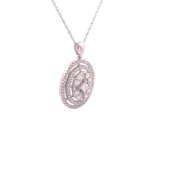 14k White Gold Double Halo Diamond Pendant – 1ctw Image 3 Bryan Jewelry Prattville, AL