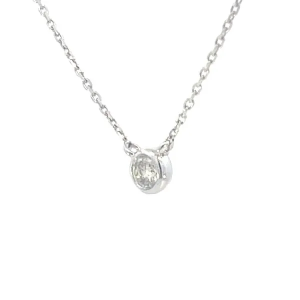 1/5ct round bezel set diamond pendant- wear at 16-17-18 inches-14kw Image 2 Bryan Jewelry Prattville, AL