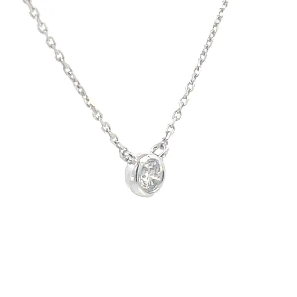 1/5ct round bezel set diamond pendant- wear at 16-17-18 inches-14kw Image 3 Bryan Jewelry Prattville, AL