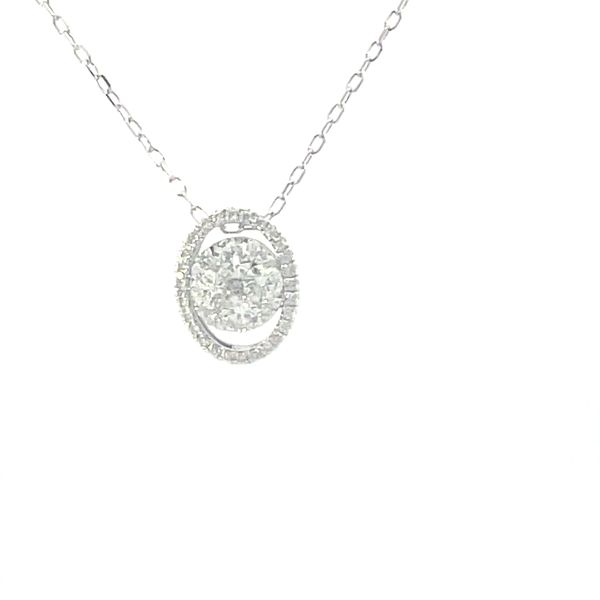 1/2ctw Natural Diamond Cluster Halo Pendant in 14K White Gold Image 3 Bryan Jewelry Prattville, AL