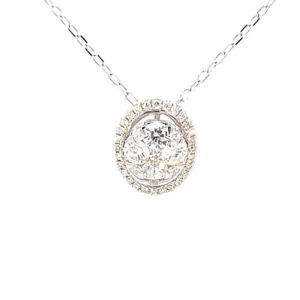 1/2ctw Natural Diamond Cluster Halo Pendant in 14K White Gold Bryan Jewelry Prattville, AL