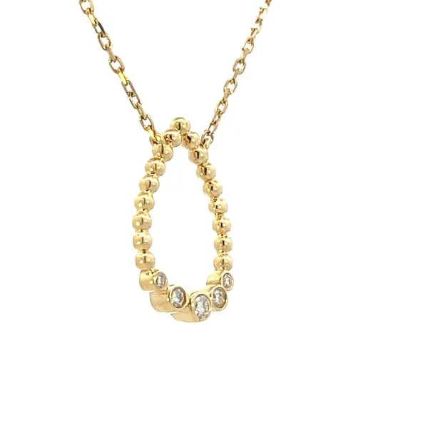 Pear shaped Pendant with Beaded texture & Natural Diamonds Image 2 Bryan Jewelry Prattville, AL