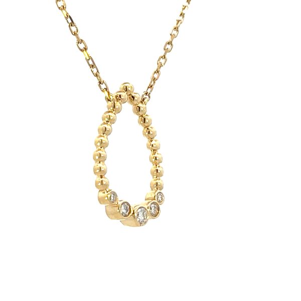 Pear shaped Pendant with Beaded texture & Natural Diamonds Image 2 Bryan Jewelry Prattville, AL