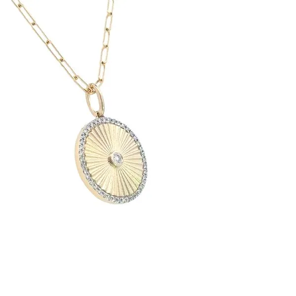 Pleated 14ky Medallion with Diamonds Pendant Image 2 Bryan Jewelry Prattville, AL