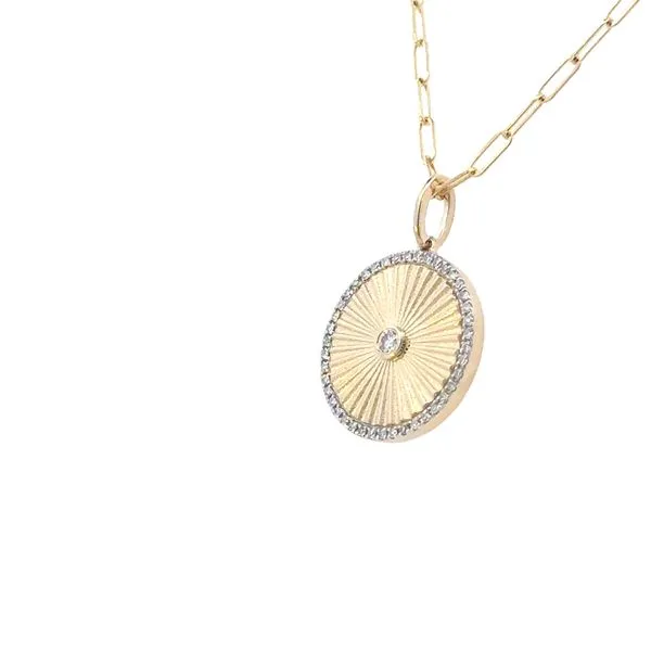 Pleated 14ky Medallion with Diamonds Pendant Image 3 Bryan Jewelry Prattville, AL