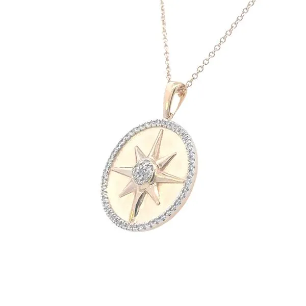 Diamond Compass Rose Pendant with adjustable chain in 18ky Image 2 Bryan Jewelry Prattville, AL