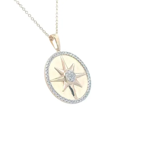 Diamond Compass Rose Pendant with adjustable chain in 18ky Image 3 Bryan Jewelry Prattville, AL