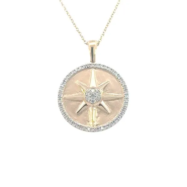 Diamond Compass Rose Pendant with adjustable chain in 18ky Bryan Jewelry Prattville, AL