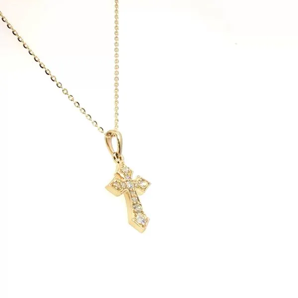 Diamond Cross Pendant in 14ky-1/8ctw natural diamonds Image 2 Bryan Jewelry Prattville, AL