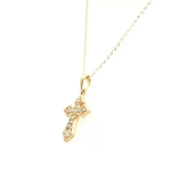 Diamond Cross Pendant in 14ky-1/8ctw natural diamonds Image 3 Bryan Jewelry Prattville, AL