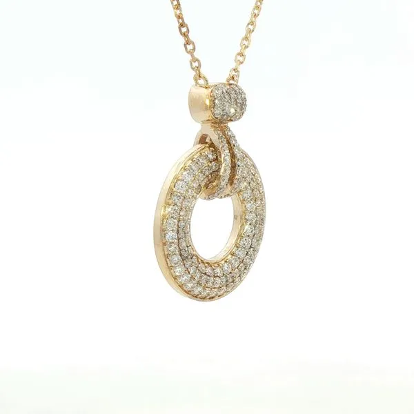 14k Yellow Gold Pavé Diamond Circle Pendant – 18 Inch Chain Image 2 Bryan Jewelry Prattville, AL
