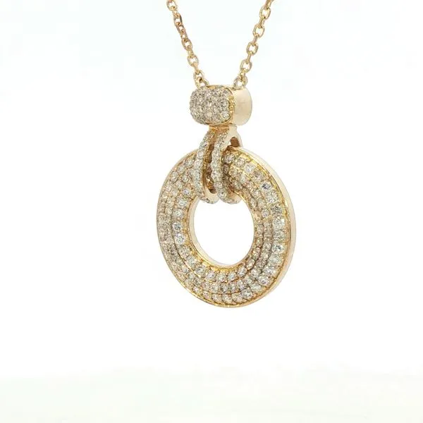 14k Yellow Gold Pavé Diamond Circle Pendant – 18 Inch Chain Image 3 Bryan Jewelry Prattville, AL