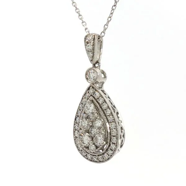 Pear Shape Diamomd Cluster pendant with Halo in 14kw Image 2 Bryan Jewelry Prattville, AL