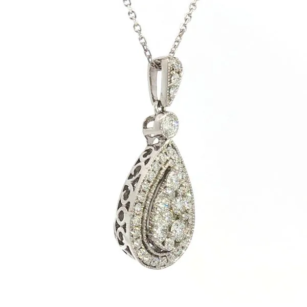 Pear Shape Diamomd Cluster pendant with Halo in 14kw Image 3 Bryan Jewelry Prattville, AL