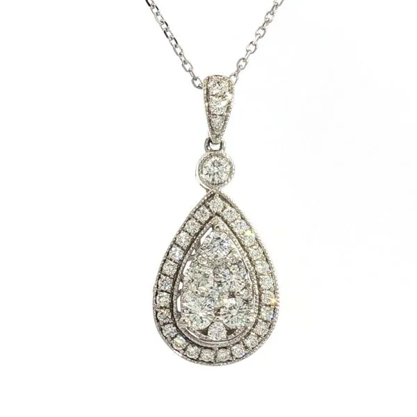 Pear Shape Diamomd Cluster pendant with Halo in 14kw Bryan Jewelry Prattville, AL