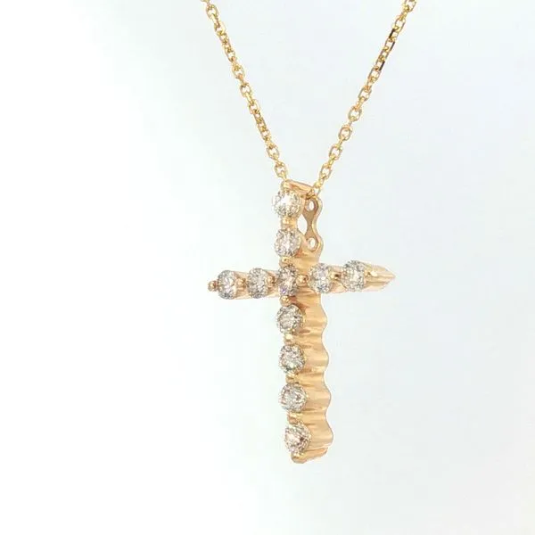 Floating Diamond Cross Pendant in 14k Yellow Gold – .50ctw Image 2 Bryan Jewelry Prattville, AL