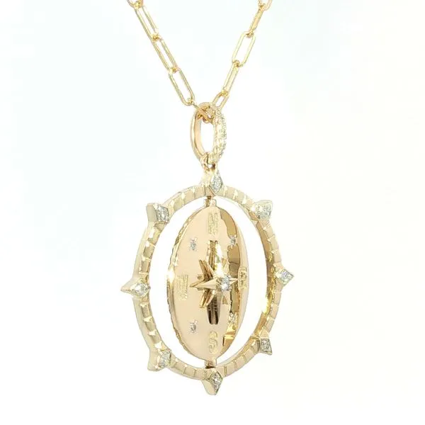 Guiding Light in Gold - Diamond Compass Pendant Image 2 Bryan Jewelry Prattville, AL