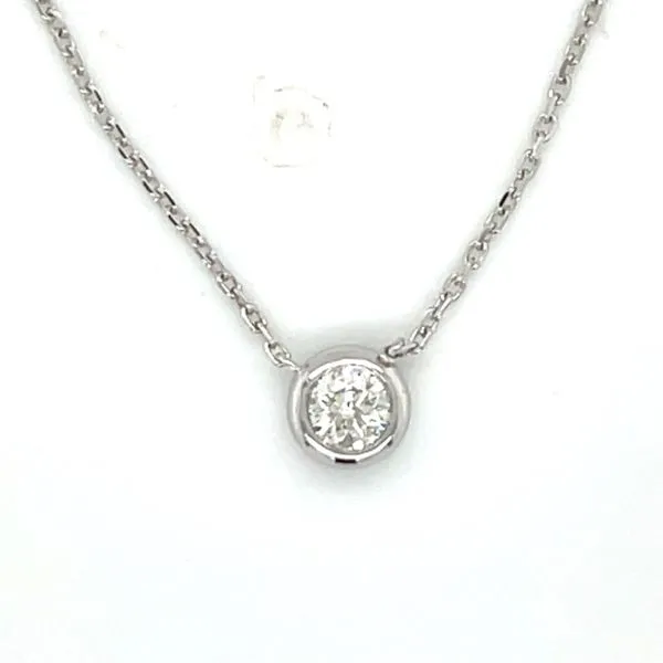 14kw Bezel set 1/5ct diamond necklace adjustable feature to be worn at 16-17-18 inches Bryan Jewelry Prattville, AL
