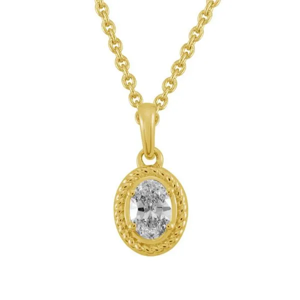 Golden Grace: Oval Diamond Solitaire Pendant Bryan Jewelry Prattville, AL