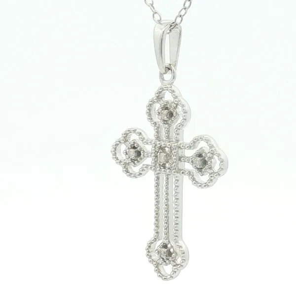 Silver Diamond Cross Pendant Image 3 Bryan Jewelry Prattville, AL